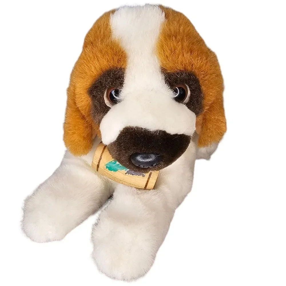 Vintage 80s St. Bernard Dog Plush Stuffed Animal Stuffie Squish 12
